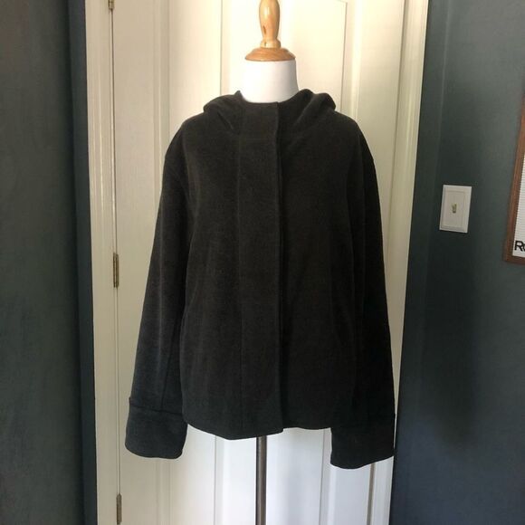 Fjall Gray Wool Blend Button up Jacket with Hood - Picture 2 of 6